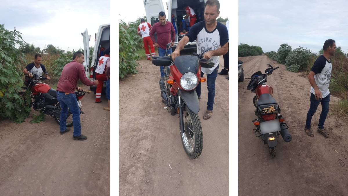 Motociclista se sale de la carretera a Las Glorias, en Guasave; resulta lesionado