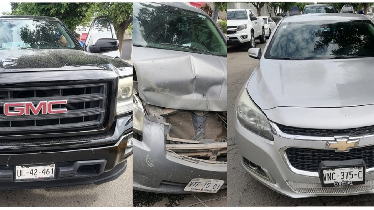Carambola entre tres unidades deja fuertes daños materiales en Guasave