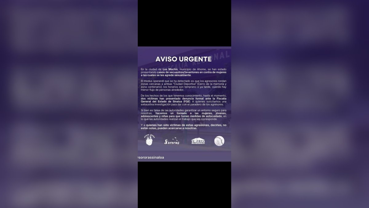Colectivos denuncian casos de ‘levantones’ y secuestros de mujeres en Los Mochis