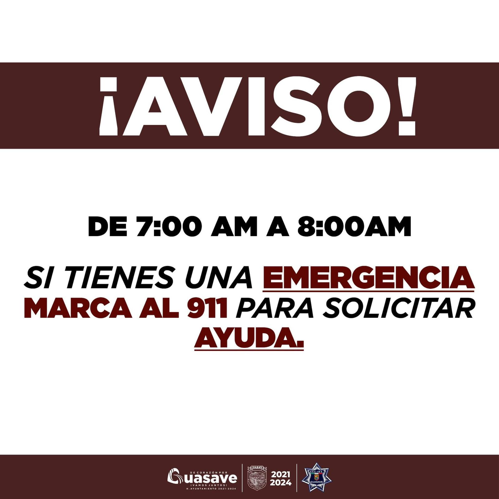 Edificio de Seguridad Ciudadana en Guasave estará sin luz por una hora, piden llamar al 911 en cualquier emergencias