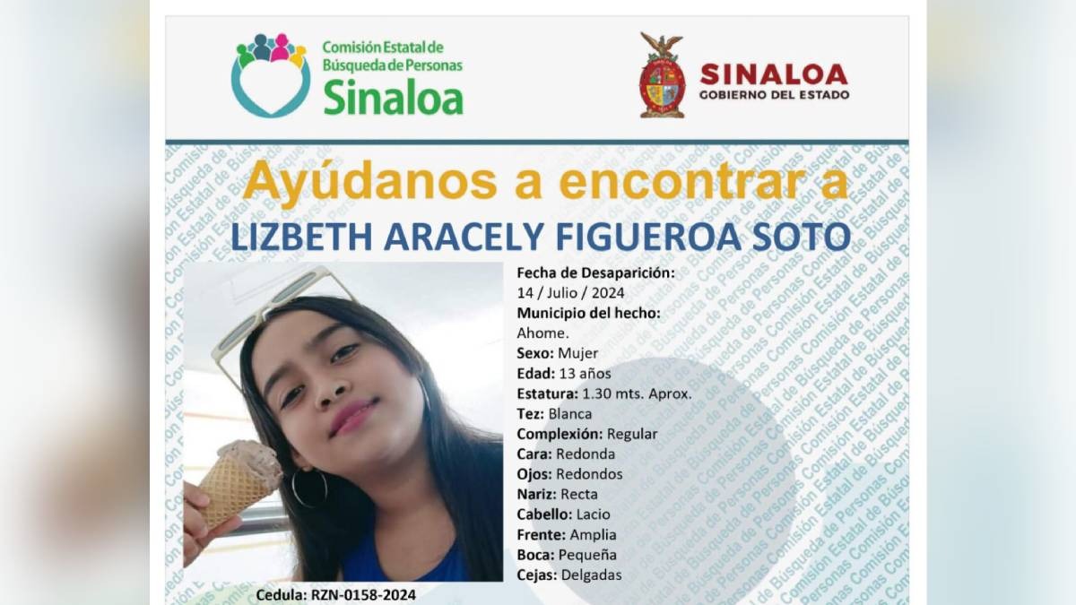 Lizbeth Aracely es buscada por sus familiares en Los Mochis