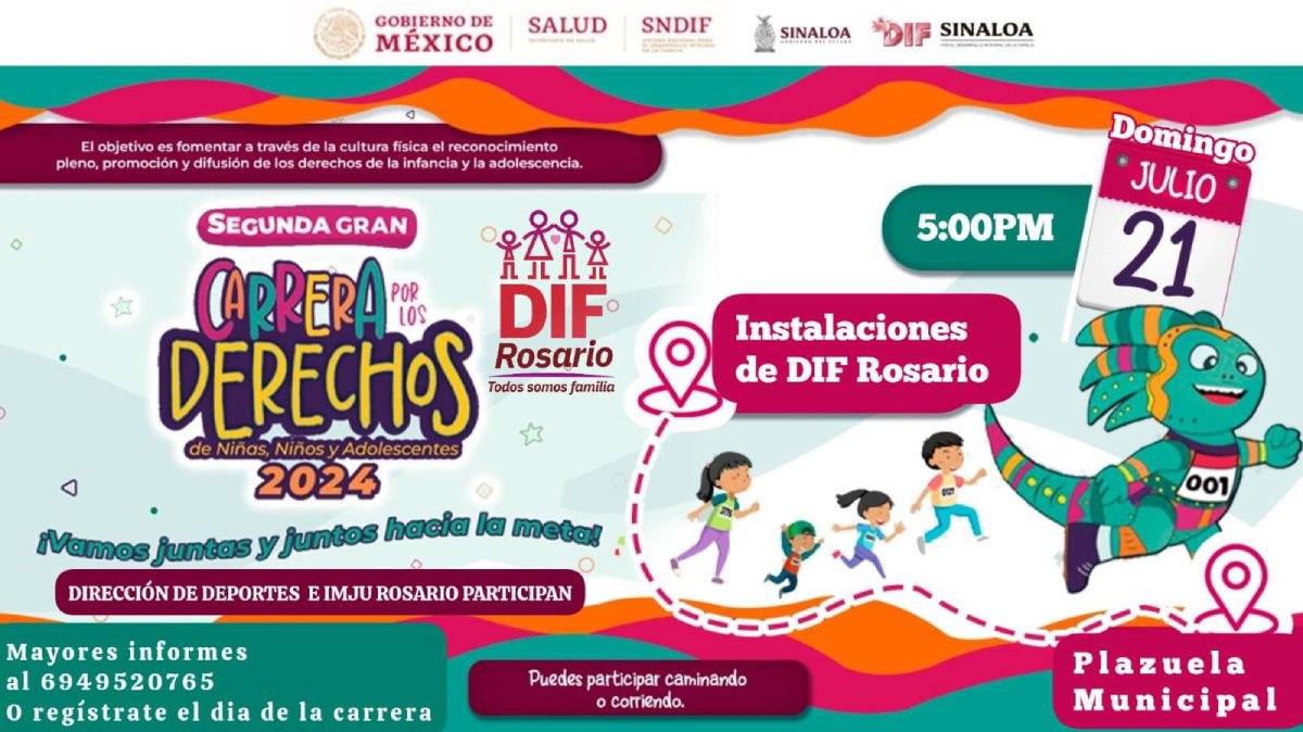¡En sus marcas, listos…! Invita DIF Rosario a la Segunda Gran Carrera por los Derechos