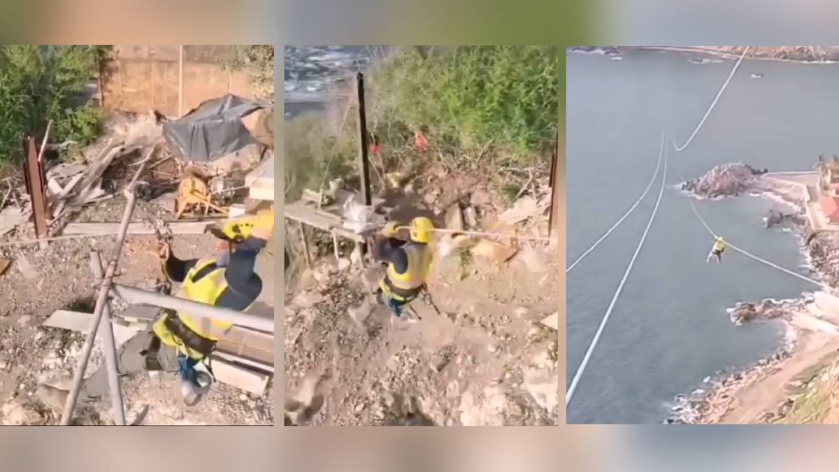 Equipo de certificación prueba tirolesa del cerro del Faro en Mazatlán