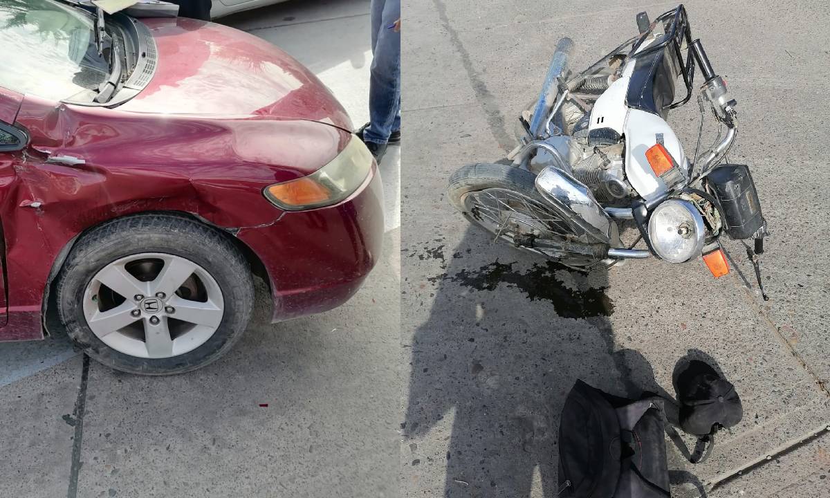 Jesús Manuel manejaba su moto en Guasave y fue atropellado por un automóvil; resultó lesionado