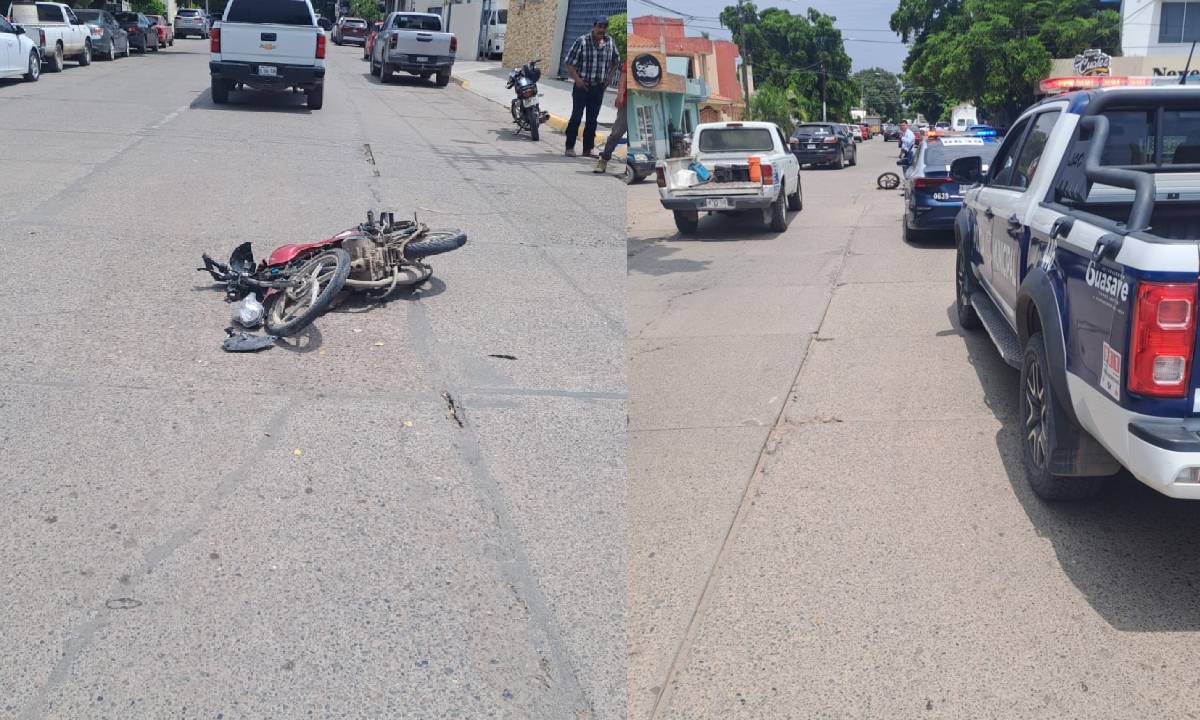 Por no ceder el paso, adulto mayor atropella a motociclista en Guasave