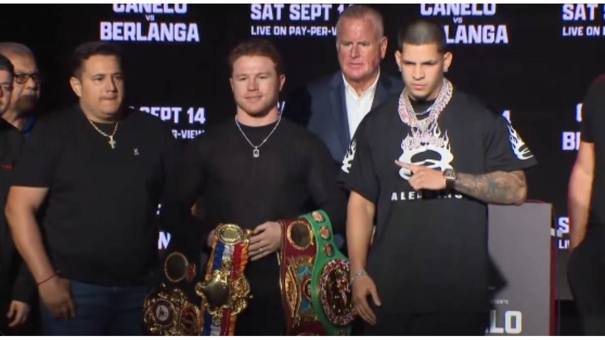 VIDEO Así fue el intercambio de palabras entre Saúl Canelo Álvarez y Édgar Berlanga previo a su combate