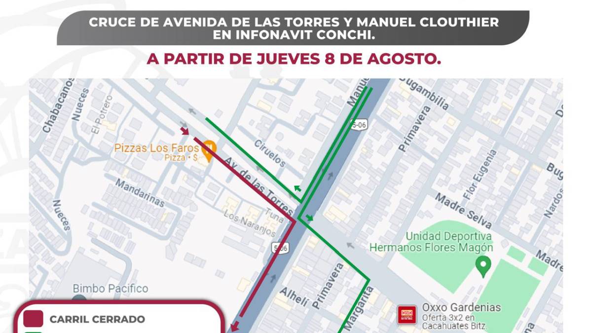 ¡Atención! viene cierre vial en el Infonavit El Conchi de Mazatlán a partir de este jueves