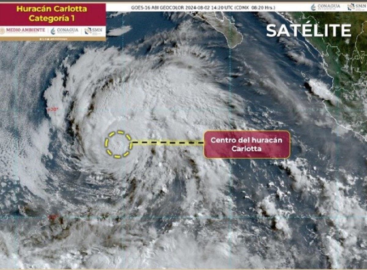 Carlotta ya es huracán categoría 1: ¿Dónde se ubica y cuál es su trayectoria?
