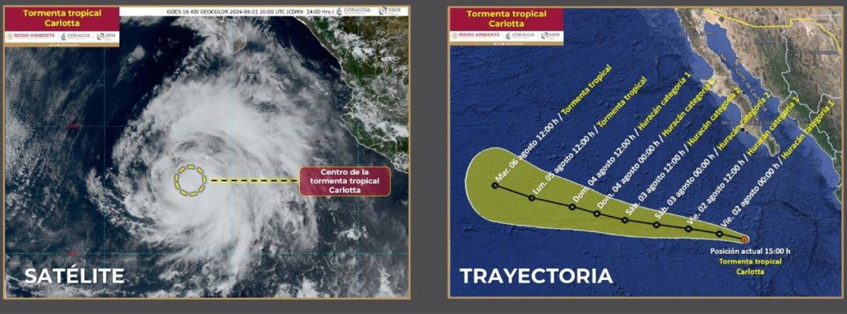 Carlotta continúa su trayectoria hacia la Península de Baja California