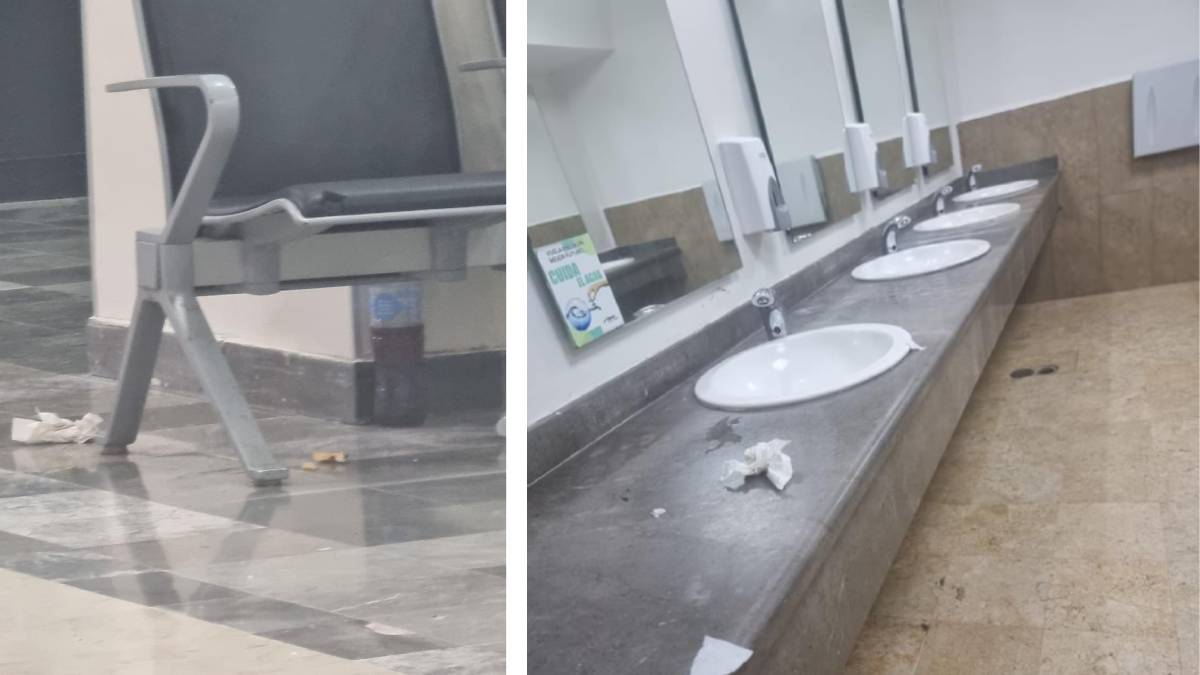 Envases, restos de comida y papel sanitario, así recibe Mazatlán turistas en el aeropuerto internacional