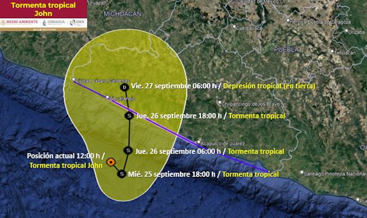 ¡Alerta ! ‘John’ regresa como tormenta tropical y ‘amenaza’ nuevamente a Guerrero