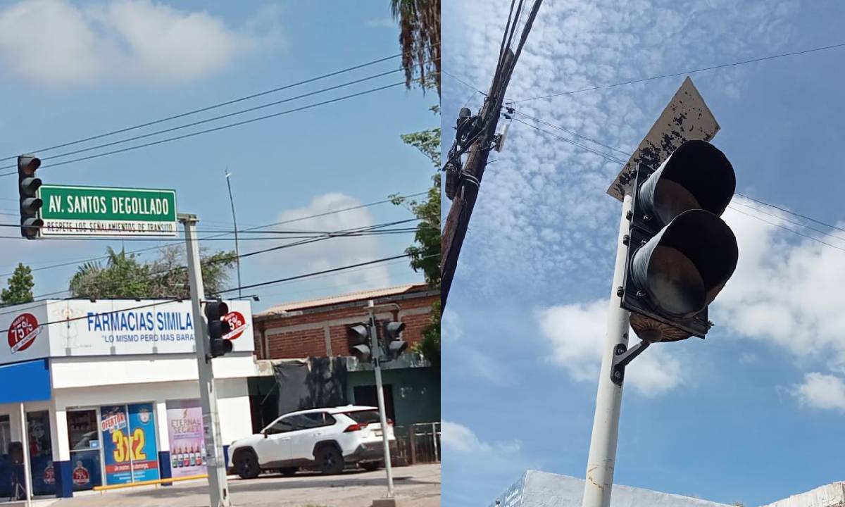 ¡No funcionan! Estudiantes piden que se arreglen los semáforos peatonales de Bátiz y Degollado en Los Mochis