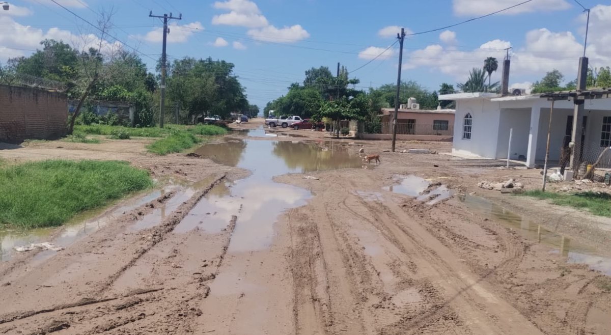 Reclaman habitantes del poblado Adolfo Ruiz Cortines, Guasave, calles intransitables por el fango