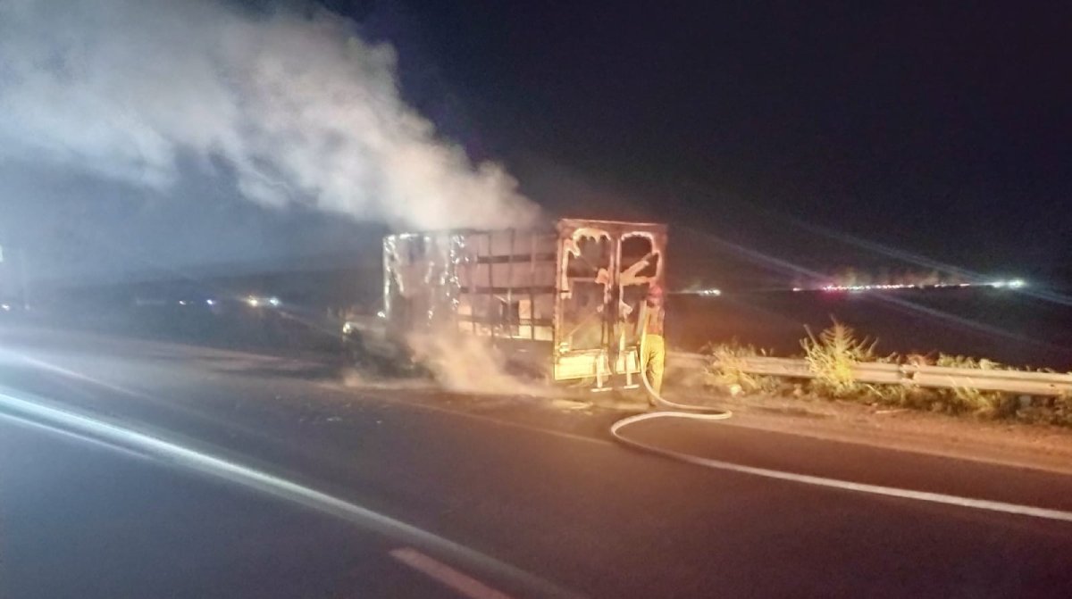Hecho cenizas quedó un camión de carga en la México 15, en Juan José Ríos