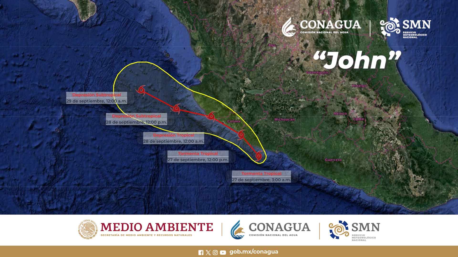 ¡Sigue viva! John regresará a aguas del Pacífico la madrugada de este sábado; apunta hacia Baja California