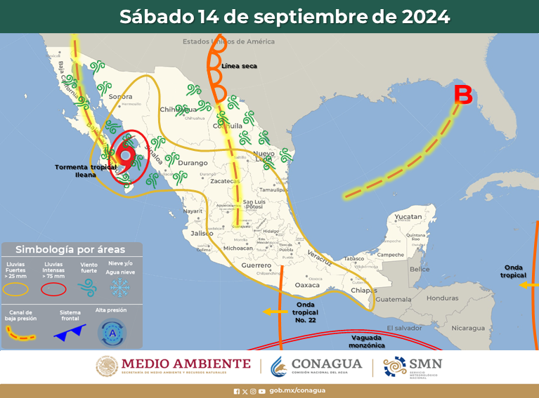 ¡A cuidarse! La tormenta tropical Ileana tocará tierra este día al sur de Baja California; en Sinaloa se esperan lluvias