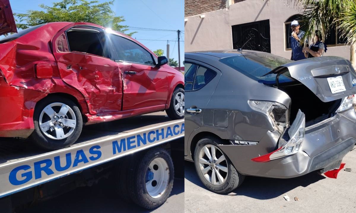 Un hombre y una mujer lesionados tras carambola en la colonia Anáhuac, en Los Mochis
