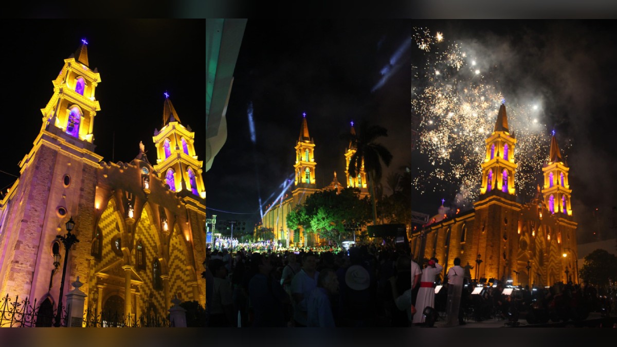 ‘Por La Paz de Sinaloa y Mazatlán’ se ilumina la Catedral Basílica del puerto