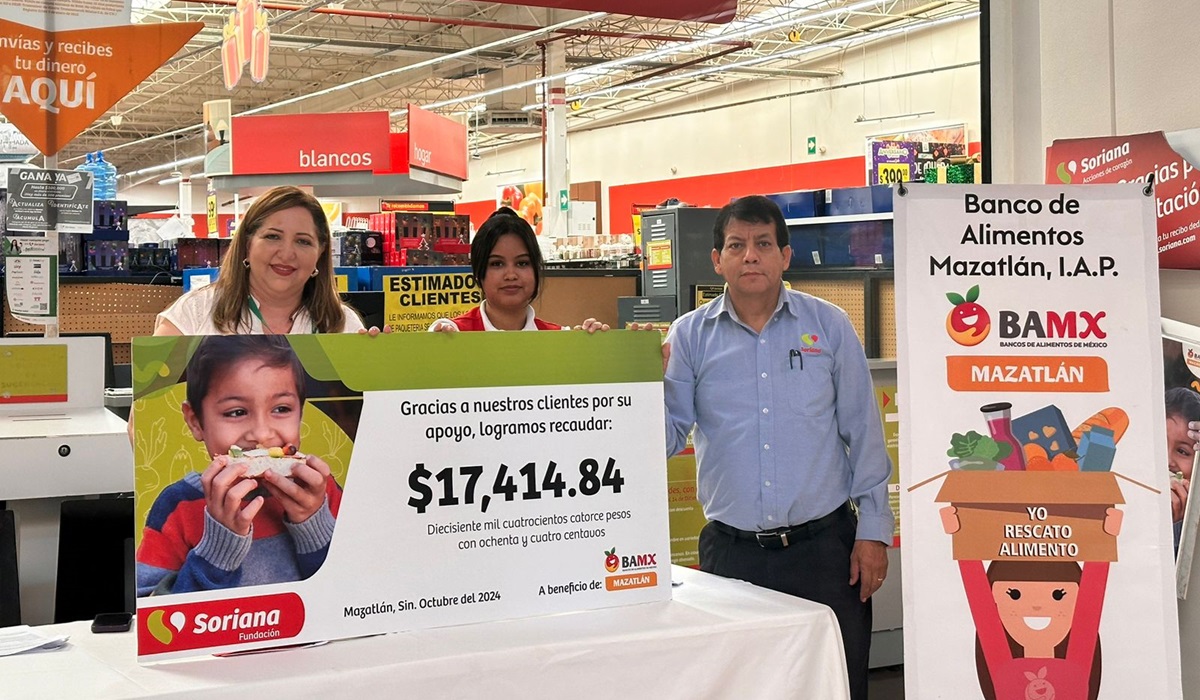 Apadrinan al Banco de Alimentos en Mazatlán con aportación de Soriana Acaya 