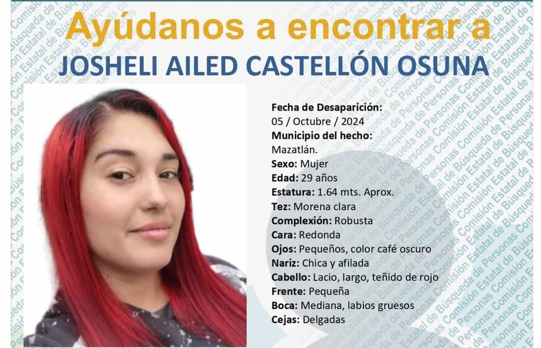 Desaparece en Mazatlán Josheli Ailed Castellón; fue privada de su libertad en Villas del Sol