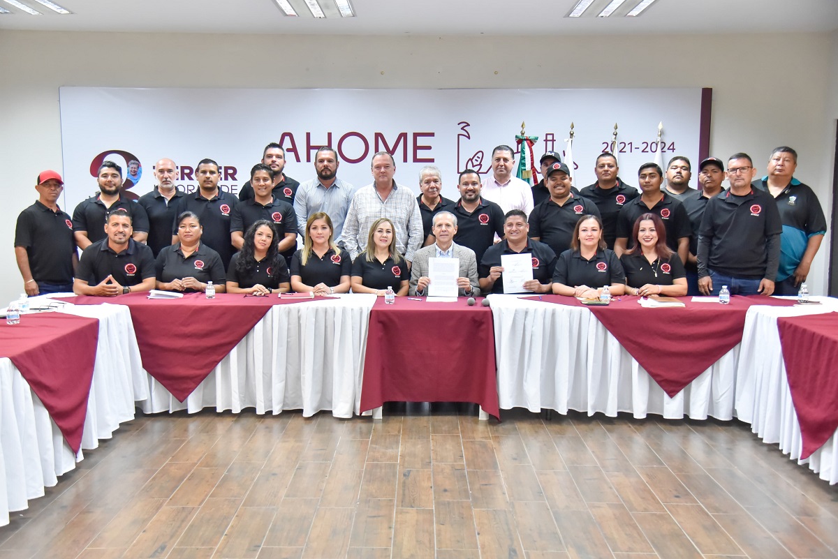 Sindicalizados de Ahome reciben incremento salarial del 7.5%; signan acuerdo alcalde y dirigencia