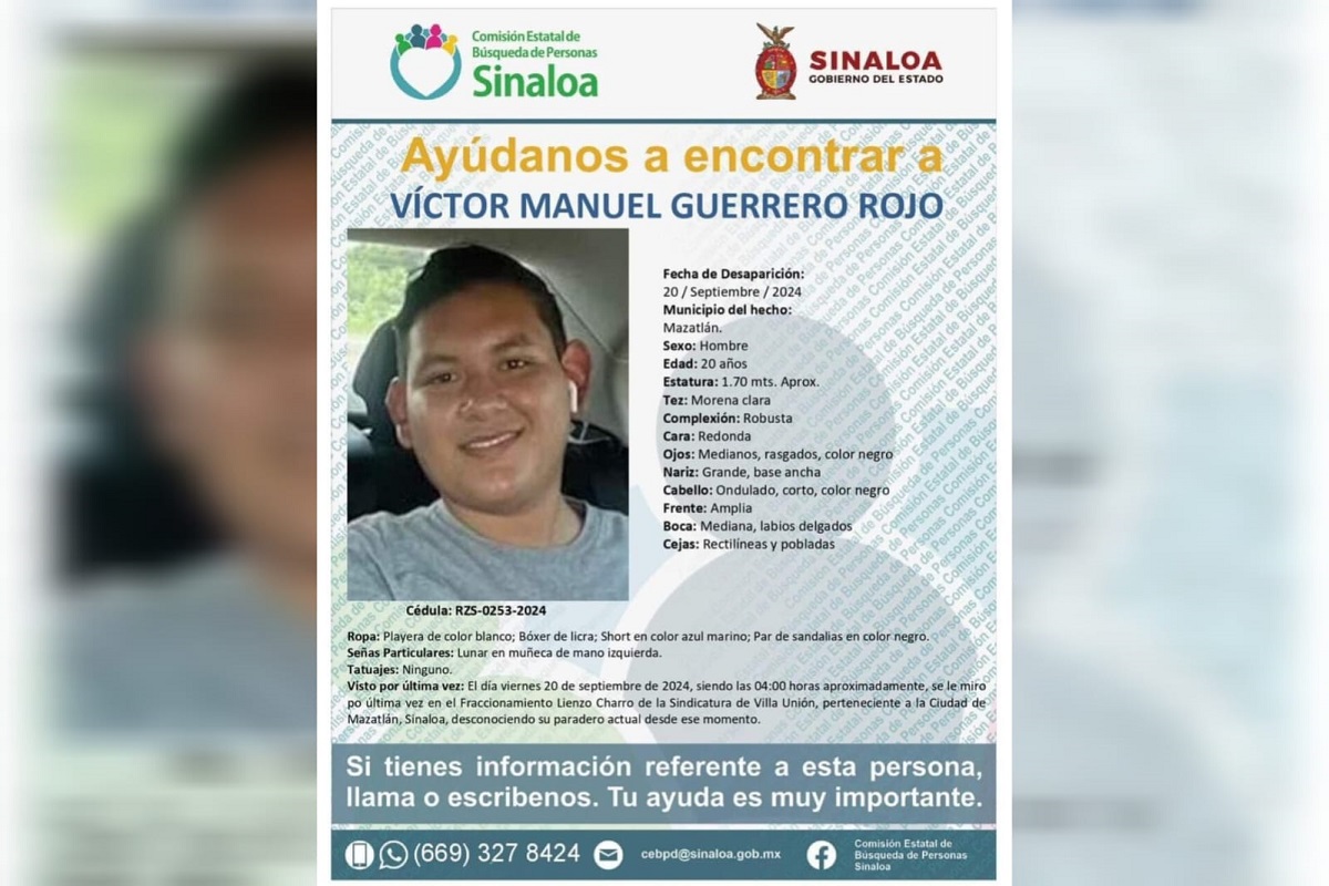 ‘Te amamos mi niño’, Víctor Manuel, sobrino de activista en Mazatlán tiene más de 15 días desaparecido