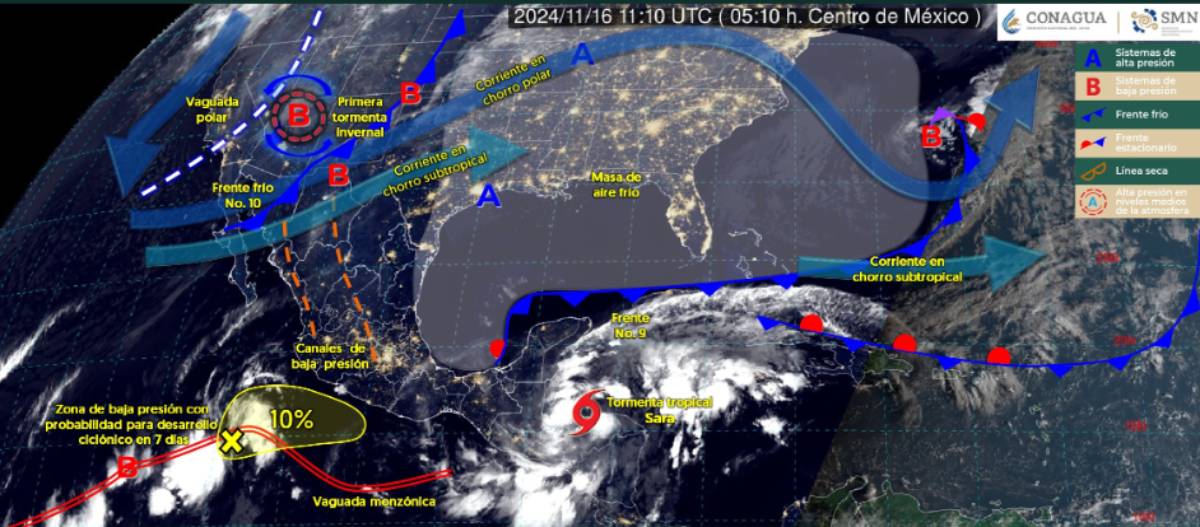 Lluvias puntuales intensas en el sureste mexicano y la península de Yucatán