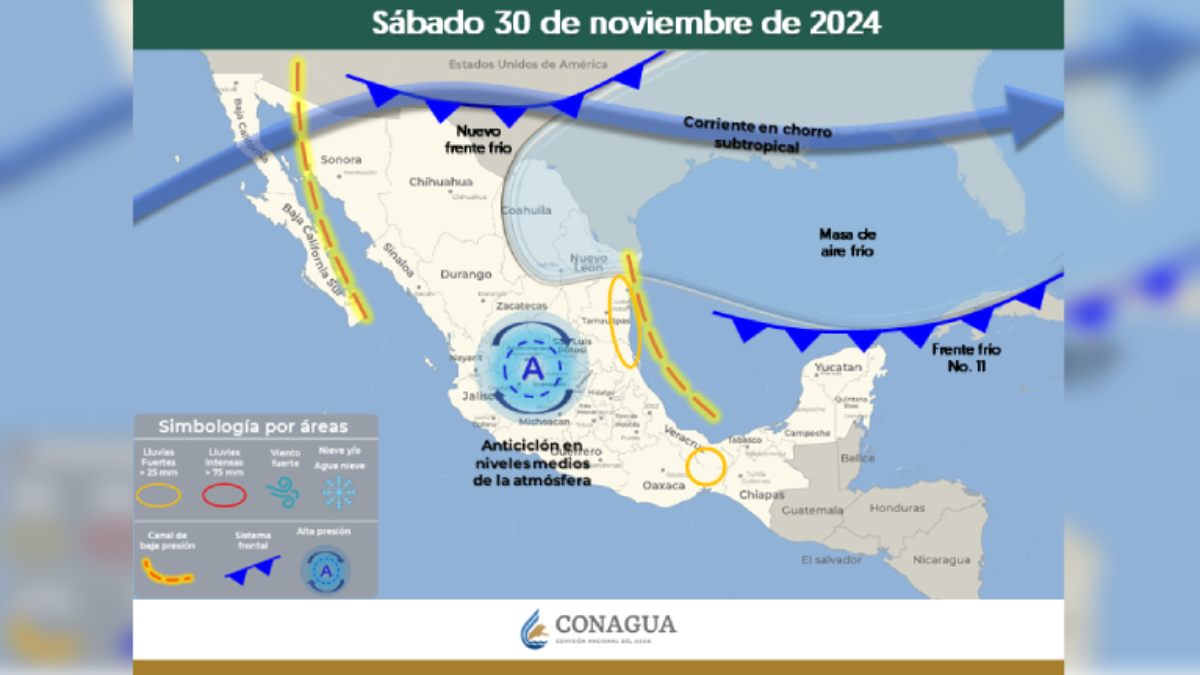 ¡Ya viene el No 12! El sábado arriba un nuevo frente frío al país; aunque sobre el norte