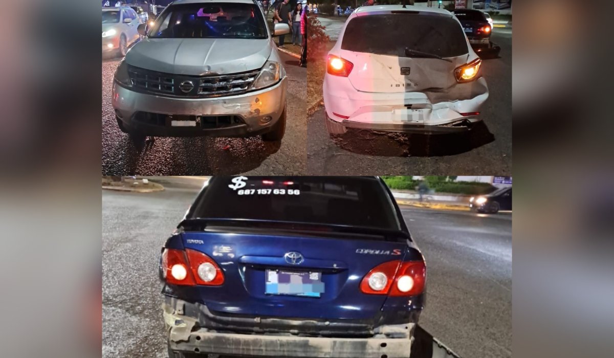 Carambola entre tres automóviles deja cuantiosos daños materiales, en Guasave