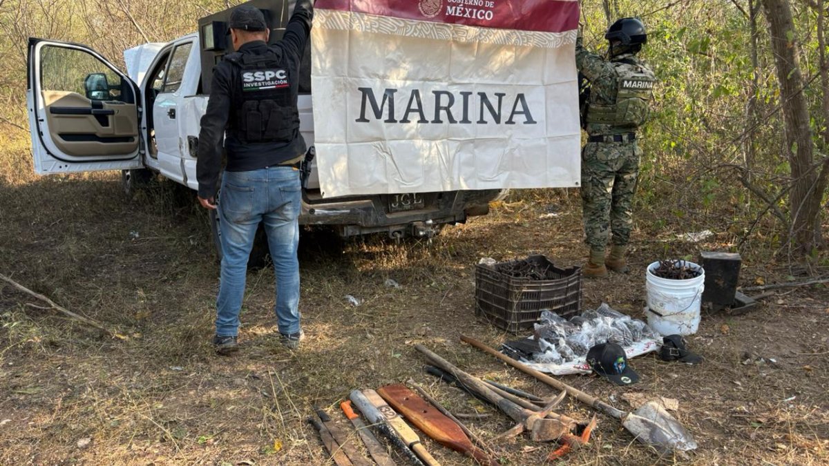 Decomisan pick up, cartuchos, poncha llantas, granada y hasta fentanilo en El Verde, Sinaloa