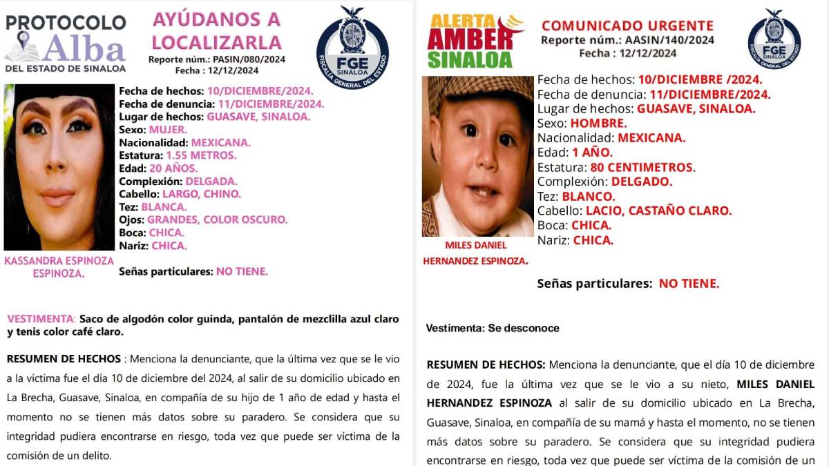 Desactivan ficha de búsqueda de Kassandra y Miles, en Guasave
