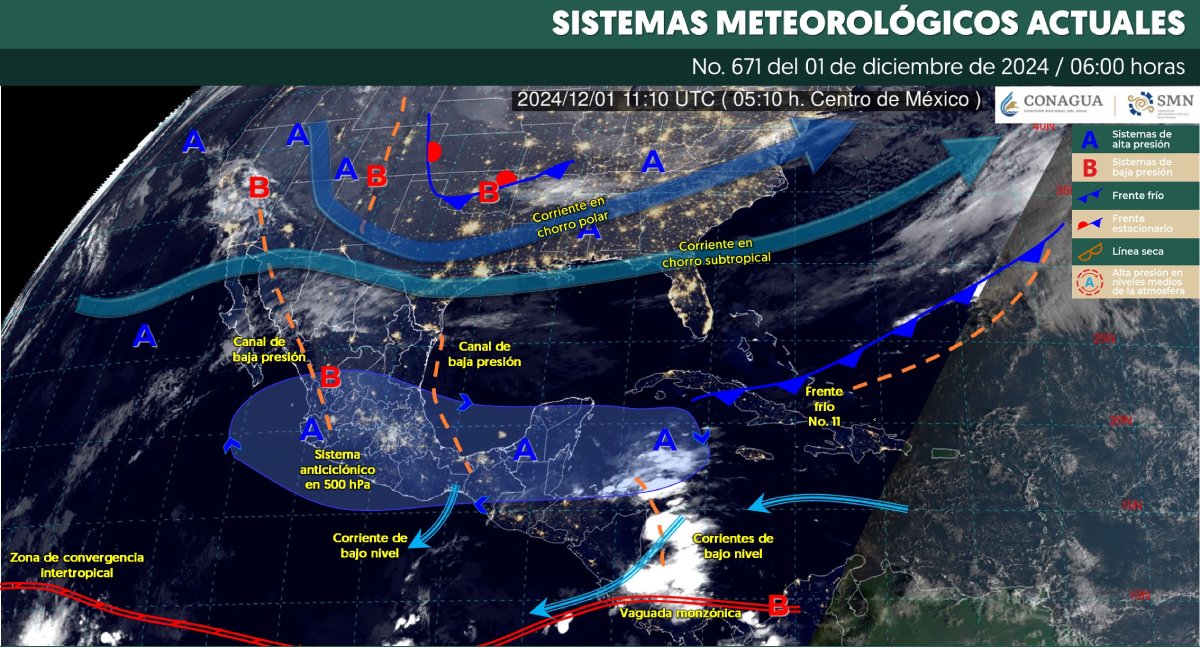 Se pronostican lluvias puntuales fuertes en Nuevo León, Tamaulipas, Veracruz y Oaxaca