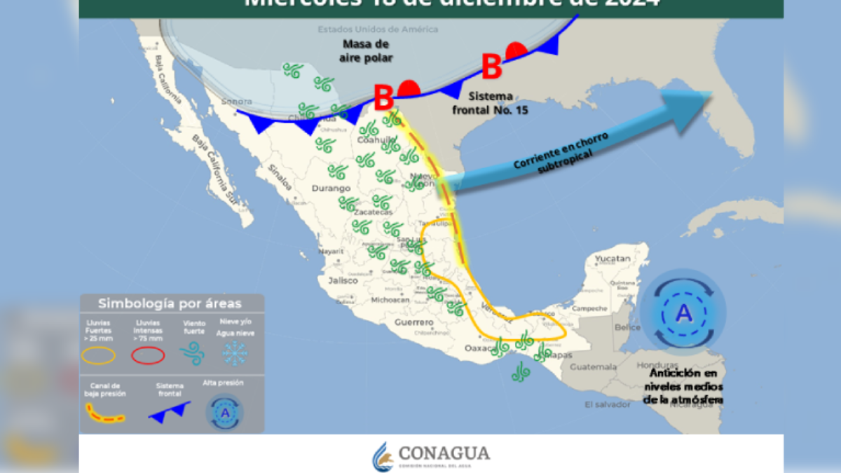 ¡Irá en aumento! Masa de aire polar reforzará el frente frío No 15 a partir de mañana