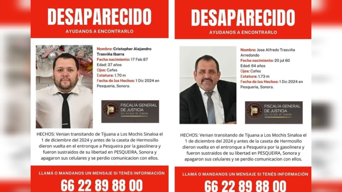 Desaparecen padre e hijo en Hermosillo, Sonora, son originarios de Los Mochis
