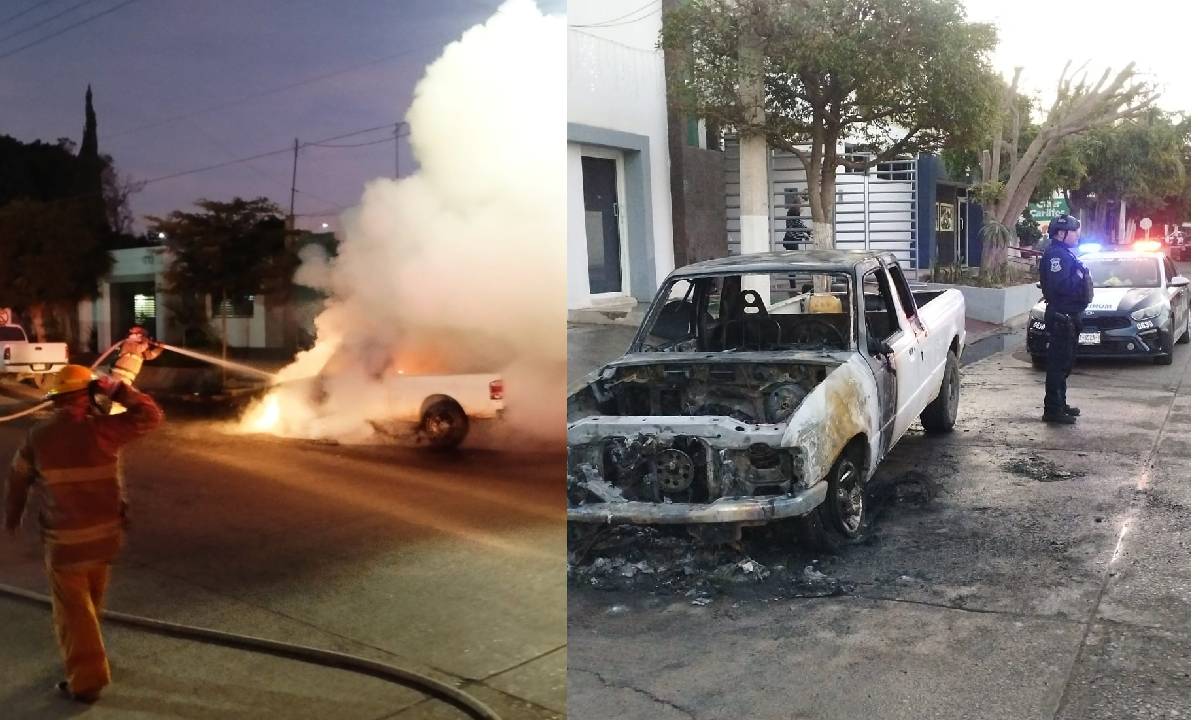 ¡Olía mucho a gasolina! Se incendia camioneta en pleno centro de Guasave