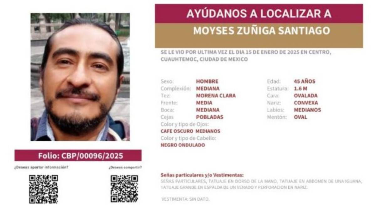 Desaparece el periodista Moyses Zúñiga Santiago, Comisión de Búsqueda de Personas de la CDMX emite ficha