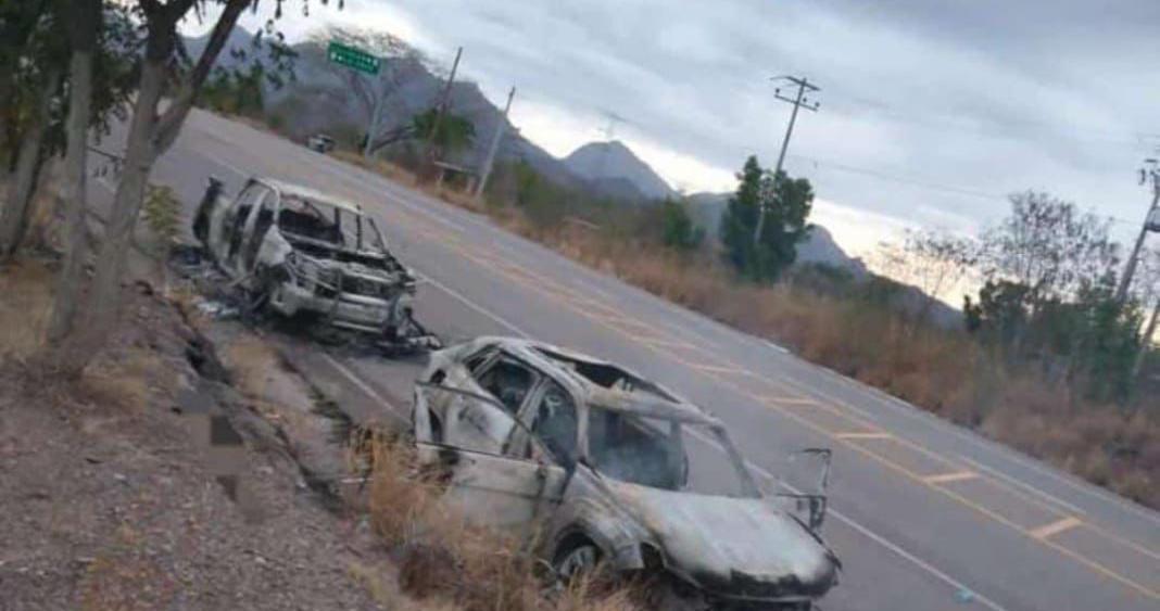 Se registra enfrentamiento a balazos en Elota; hay 6 carros calcinados