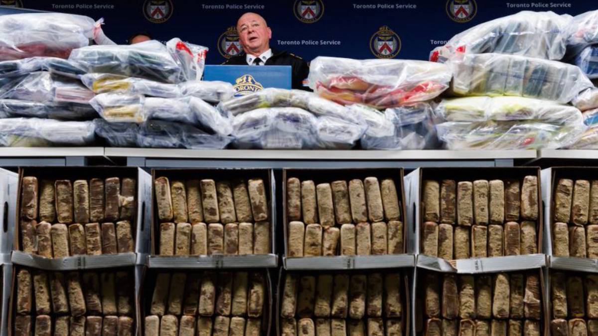 Policía de Canadá decomisa 800 kilos de cocaína ligada al CJNG