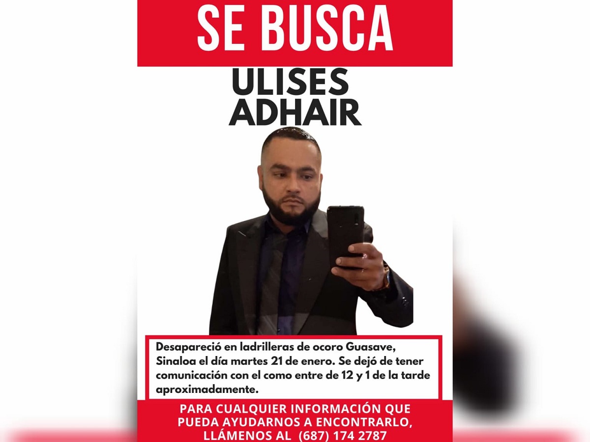 ¡Ya son cuatro! Ulises Adhair es reportado como desaparecido en Guasave