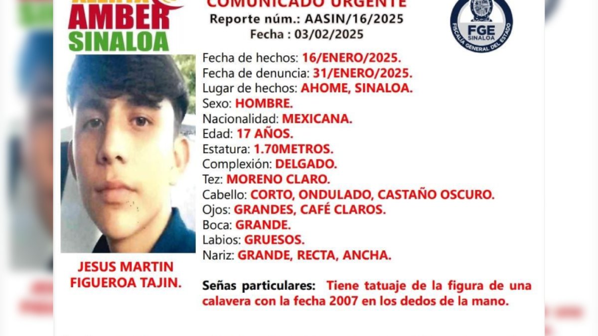 Piden ayuda para localizar al joven Jesús Martín, quien esta desaparecido en Los Mochis