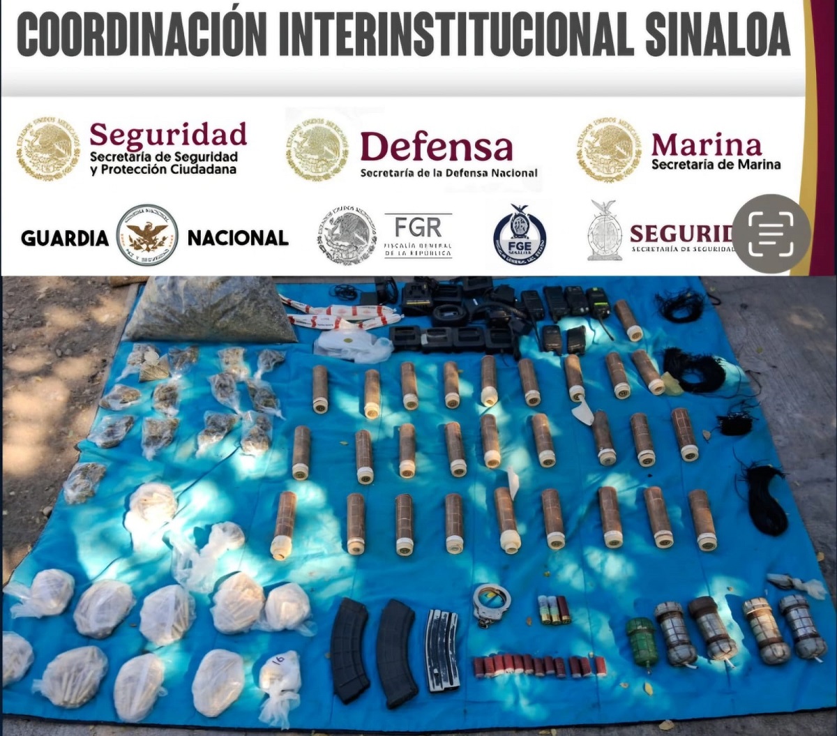 Asegura la Secretaría de Marina, droga, explosivos y equipo táctico en Escuinapa