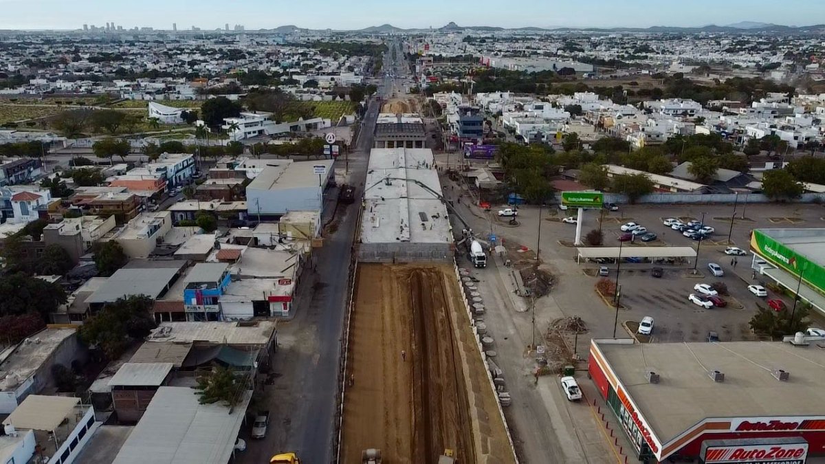 Cierran la circulación en las avenidas Múnich y Colosio de Mazatlán por avance del puente vehicular