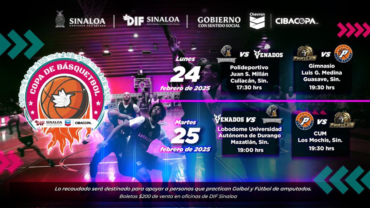 DIF Sinaloa invita a la Copa de Basquetbol de Cibacopa en beneficio del deporte adaptado