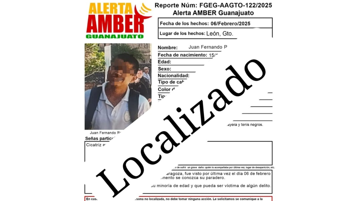 Menor con Alerta Amber en Guanajuato es localizado en Mazatlán