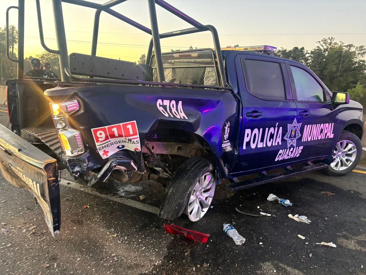 Ayuntamiento de Guasave lamenta accidente donde se vio afectada una patrulla de la Policía Municipal