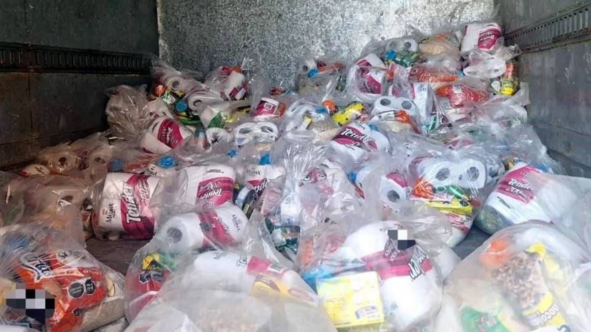 Autoridades aseguran 130 despensas del CJNG en Chinicuila, Michoacán