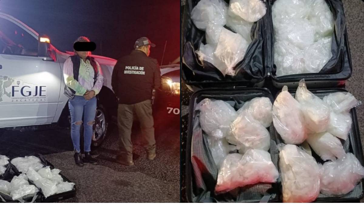 Incautan 34 kilos de metanfetamina a mujer en Zacatecas