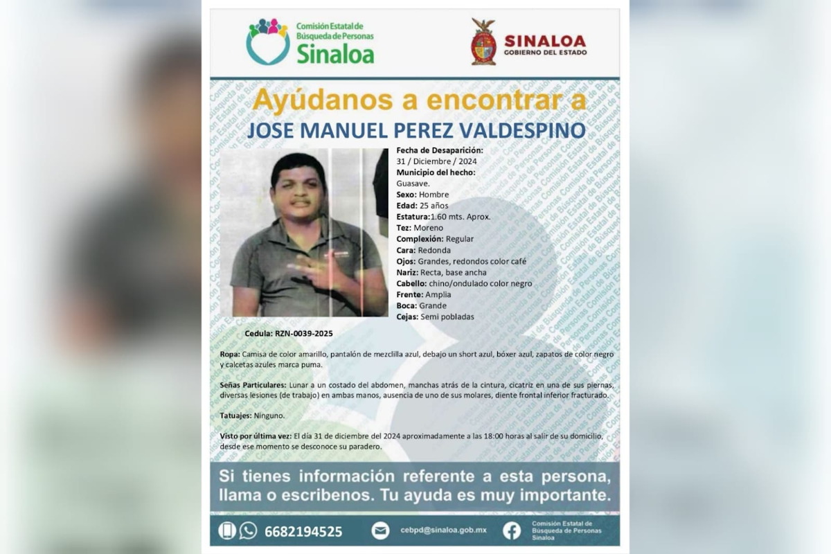 Activan búsqueda de José Manuel en Guasave, tiene tres meses desaparecido