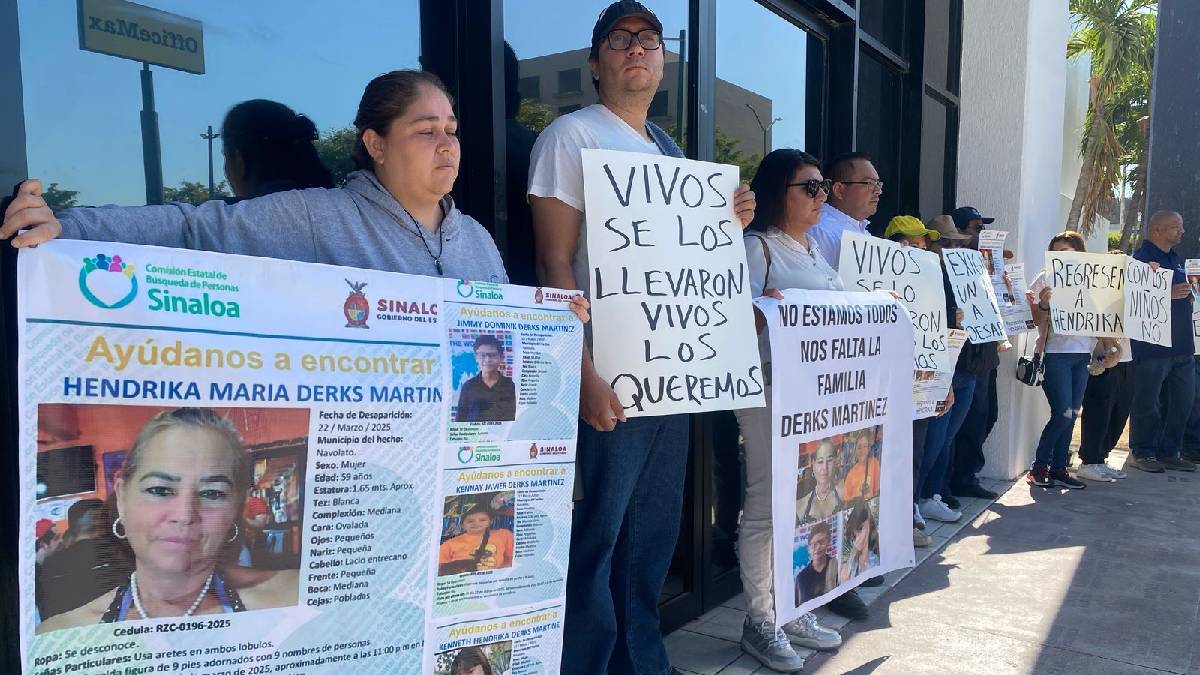 “A las personas que los tienen, les pido me los regresen”: Se manifiestan por la familia Derks Martínez, desaparecida en Navolato
