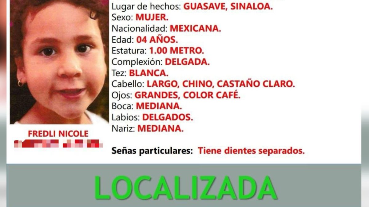 Fredli Nicole estaba desaparecida desde julio del 2024 en Guasave; ya fue localizada